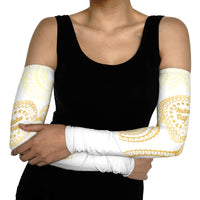 Cook Islands Gospel Day Arm Sleeves Happy Nuku Day Tiare Maori Gold LT14 - Polynesian Pride