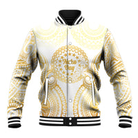 Cook Islands Gospel Day Baseball Jacket Happy Nuku Day Tiare Maori Gold LT14 Unisex Gold - Polynesian Pride