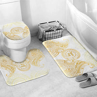 Cook Islands Gospel Day Bathroom Set Happy Nuku Day Tiare Maori Gold LT14 Mat Set Only (3 pcs) One Size Gold - Polynesian Pride