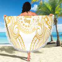 Cook Islands Gospel Day Beach Blanket Happy Nuku Day Tiare Maori Gold LT14 - Polynesian Pride