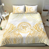 Cook Islands Gospel Day Bedding Set Happy Nuku Day Tiare Maori Gold LT14 - Polynesian Pride