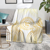 Cook Islands Gospel Day Blanket Happy Nuku Day Tiare Maori Gold LT14 - Polynesian Pride