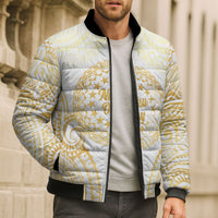 Cook Islands Gospel Day Bomber Puffer Jacket Happy Nuku Day Tiare Maori Gold LT14 - Polynesian Pride