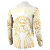 Cook Islands Gospel Day Button Sweatshirt Happy Nuku Day Tiare Maori Gold LT14 - Polynesian Pride