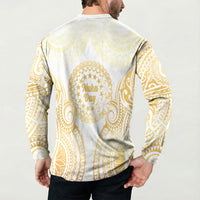Cook Islands Gospel Day Button Sweatshirt Happy Nuku Day Tiare Maori Gold LT14 - Polynesian Pride