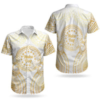 Cook Islands Gospel Day Couples Matching Tank Maxi Dress and Hawaiian Shirt Happy Nuku Day Tiare Maori Gold LT14 - Polynesian Pride