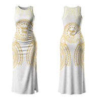Cook Islands Gospel Day Couples Matching Tank Maxi Dress and Hawaiian Shirt Happy Nuku Day Tiare Maori Gold LT14 - Polynesian Pride