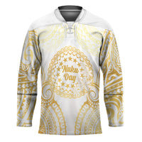 Cook Islands Gospel Day Hockey Jersey Happy Nuku Day Tiare Maori Gold LT14 Unisex Gold - Polynesian Pride