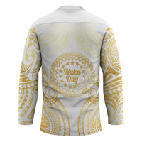 Cook Islands Gospel Day Hockey Jersey Happy Nuku Day Tiare Maori Gold LT14 - Polynesian Pride
