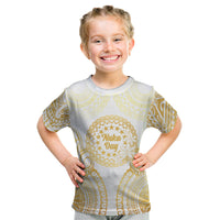 Cook Islands Gospel Day Kid T Shirt Happy Nuku Day Tiare Maori Gold LT14 Gold - Polynesian Pride