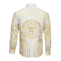 Cook Islands Gospel Day Long Sleeve Button Shirt Happy Nuku Day Tiare Maori Gold LT14 - Polynesian Pride