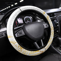 Cook Islands Gospel Day Steering Wheel Cover Happy Nuku Day Tiare Maori Gold LT14 Universal Fit Gold - Polynesian Pride