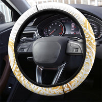 Cook Islands Gospel Day Steering Wheel Cover Happy Nuku Day Tiare Maori Gold LT14 - Polynesian Pride