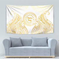 Cook Islands Gospel Day Tapestry Happy Nuku Day Tiare Maori Gold LT14 - Polynesian Pride