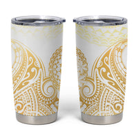 Cook Islands Gospel Day Tumbler Cup Happy Nuku Day Tiare Maori Gold LT14 Gold - Polynesian Pride