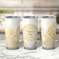 Cook Islands Gospel Day Tumbler Cup Happy Nuku Day Tiare Maori Gold LT14 - Polynesian Pride