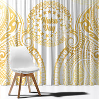 Cook Islands Gospel Day Window Curtain Happy Nuku Day Tiare Maori Gold LT14 - Polynesian Pride