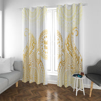 Cook Islands Gospel Day Window Curtain Happy Nuku Day Tiare Maori Gold LT14 With Grommets Gold - Polynesian Pride