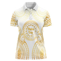 Cook Islands Gospel Day Women Polo Shirt Happy Nuku Day Tiare Maori Gold LT14 Female Gold - Polynesian Pride