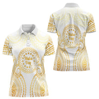 Cook Islands Gospel Day Women Polo Shirt Happy Nuku Day Tiare Maori Gold LT14 - Polynesian Pride