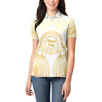 Cook Islands Gospel Day Women Polo Shirt Happy Nuku Day Tiare Maori Gold LT14 - Polynesian Pride