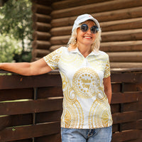 Cook Islands Gospel Day Women Polo Shirt Happy Nuku Day Tiare Maori Gold LT14 - Polynesian Pride