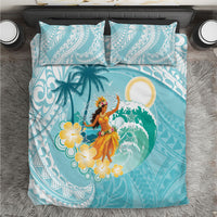 Ura Cook Islands Bedding Set Kuki 'Airani Traditional Dance Tropical Vibes LT14 Cyan - Polynesian Pride