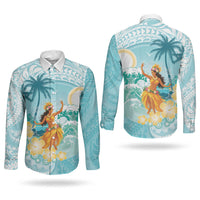 Ura Cook Islands Couples Matching Long Sleeve Bodycon Dress and Long Sleeve Button Shirt Kuki 'Airani Traditional Dance Tropical Vibes LT14 - Polynesian Pride