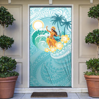 Ura Cook Islands Door Cover Kuki 'Airani Traditional Dance Tropical Vibes LT14 Cyan - Polynesian Pride