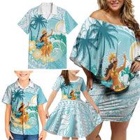 Ura Cook Islands Family Matching Off Shoulder Short Dress and Hawaiian Shirt Kuki 'Airani Traditional Dance Tropical Vibes LT14 - Polynesian Pride