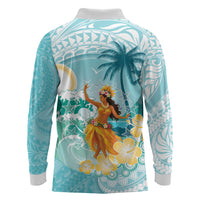 Ura Cook Islands Long Sleeve Polo Shirt Kuki 'Airani Traditional Dance Tropical Vibes LT14 - Polynesian Pride