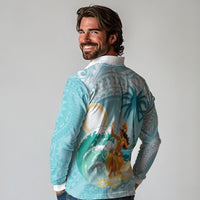 Ura Cook Islands Long Sleeve Polo Shirt Kuki 'Airani Traditional Dance Tropical Vibes LT14 - Polynesian Pride