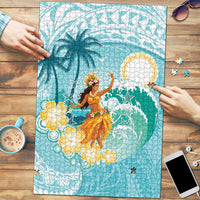 Ura Cook Islands Puzzle Kuki 'Airani Traditional Dance Tropical Vibes LT14 Cyan - Polynesian Pride