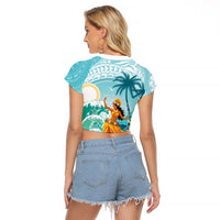 Ura Cook Islands Raglan Cropped T Shirt Kuki 'Airani Traditional Dance Tropical Vibes LT14 - Polynesian Pride