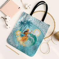 Ura Cook Islands Tote Bag Kuki 'Airani Traditional Dance Tropical Vibes LT14 Black Strap One Size Cyan - Polynesian Pride