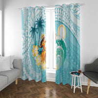 Ura Cook Islands Window Curtain Kuki 'Airani Traditional Dance Tropical Vibes LT14 With Grommets Cyan - Polynesian Pride