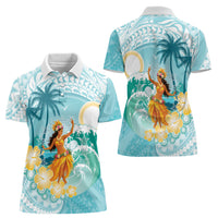 Ura Cook Islands Women Polo Shirt Kuki 'Airani Traditional Dance Tropical Vibes LT14 - Polynesian Pride