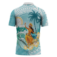 Ura Cook Islands Zipper Polo Shirt Kuki 'Airani Traditional Dance Tropical Vibes LT14 - Polynesian Pride
