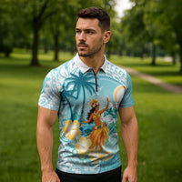 Ura Cook Islands Zipper Polo Shirt Kuki 'Airani Traditional Dance Tropical Vibes LT14 - Polynesian Pride