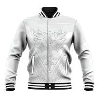 Peniamina Gospel Day Niue Baseball Jacket Cross Dove Hiapo Pattern White LT14 Unisex White - Polynesian Pride