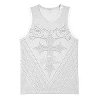 Peniamina Gospel Day Niue Basketball Jersey Cross Dove Hiapo Pattern White LT14 Unisex White - Polynesian Pride