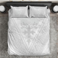 Peniamina Gospel Day Niue Bedding Set Cross Dove Hiapo Pattern White LT14 White - Polynesian Pride