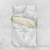 Peniamina Gospel Day Niue Bedding Set Cross Dove Hiapo Pattern White LT14 US Twin 172cm x 218cm White - Polynesian Pride