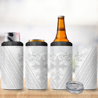 Peniamina Gospel Day Niue 4 in 1 Can Cooler Tumbler Cross Dove Hiapo Pattern White LT14 - Polynesian Pride