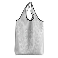Peniamina Gospel Day Niue Grocery Bag Cross Dove Hiapo Pattern White LT14 - Polynesian Pride