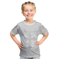 Peniamina Gospel Day Niue Kid T Shirt Cross Dove Hiapo Pattern White LT14 White - Polynesian Pride