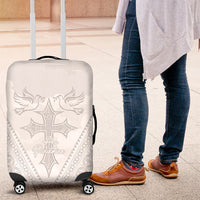 Peniamina Gospel Day Niue Luggage Cover Cross Dove Hiapo Pattern White LT14 White - Polynesian Pride