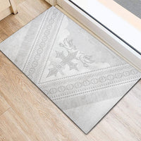Peniamina Gospel Day Niue Rubber Doormat Cross Dove Hiapo Pattern White LT14 - Polynesian Pride