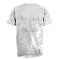 Peniamina Gospel Day Niue Rugby Jersey Cross Dove Hiapo Pattern White LT14 - Polynesian Pride
