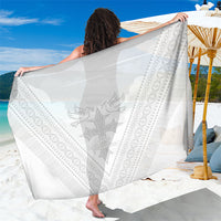 Peniamina Gospel Day Niue Sarong Cross Dove Hiapo Pattern White LT14 One Size 44 x 66 inches White - Polynesian Pride